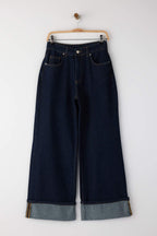 Trendyolmilla Kahverengi Paça Katlamalı Yüksek Bel Wide Leg/Geniş Paça Jeans TWOAW26JE00011