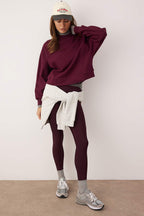 Trendyolmilla Mürdüm Premium Oversize/Geniş Kalıp Dik Yaka Kalın İçi Polarlı Örme Sweatshirt TWOAW26SW00205