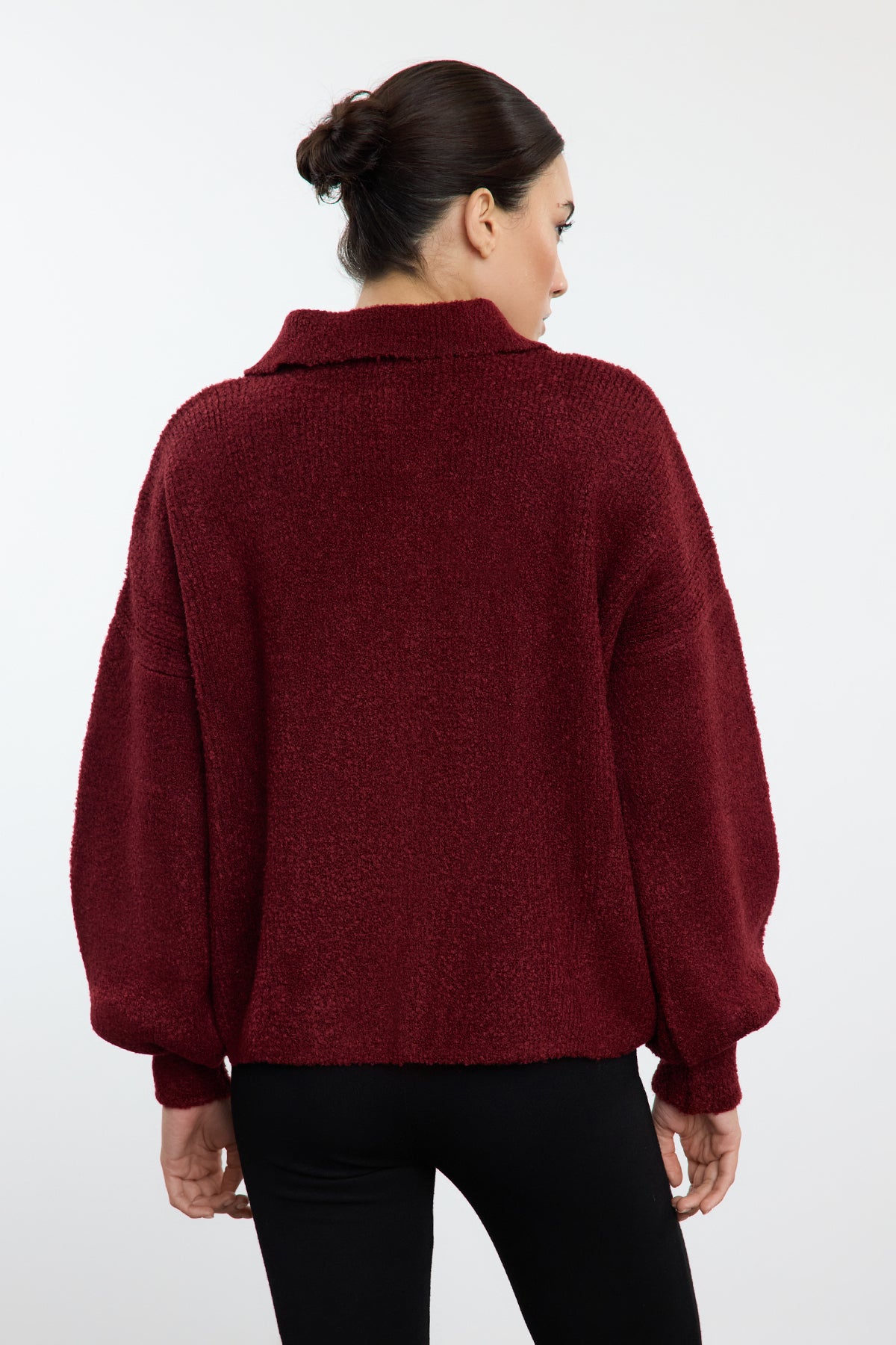 Trendyolmilla Bordo Yumuşak Dokulu Mont Görünümlü Triko Hırka TWOAW25HI00162