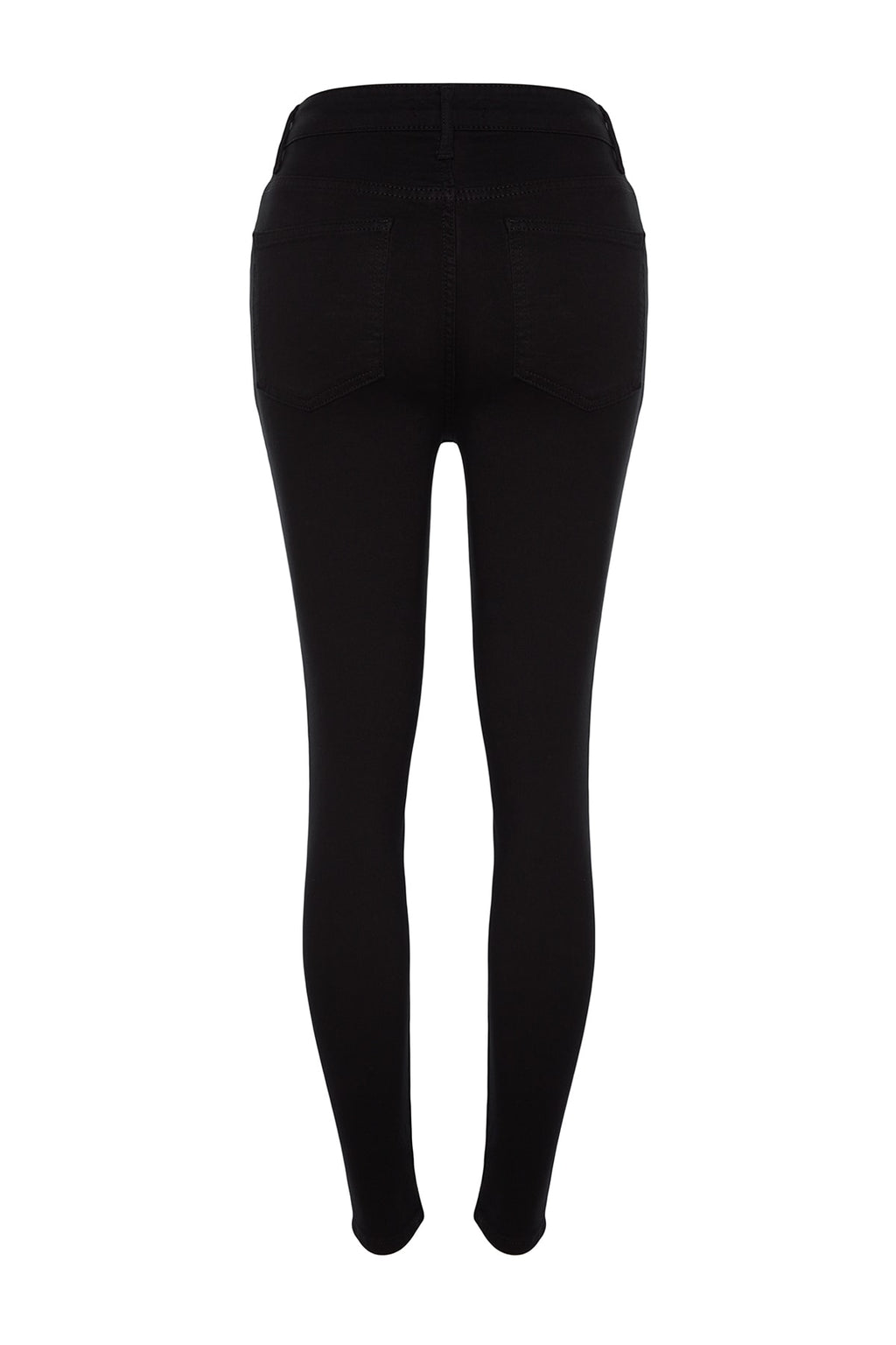 Solmayan Siyah Önden Düğmeli Yüksek Bel Ekstra Esnek Skinny Vücudu Saran Jeans TWOAW24JE00090