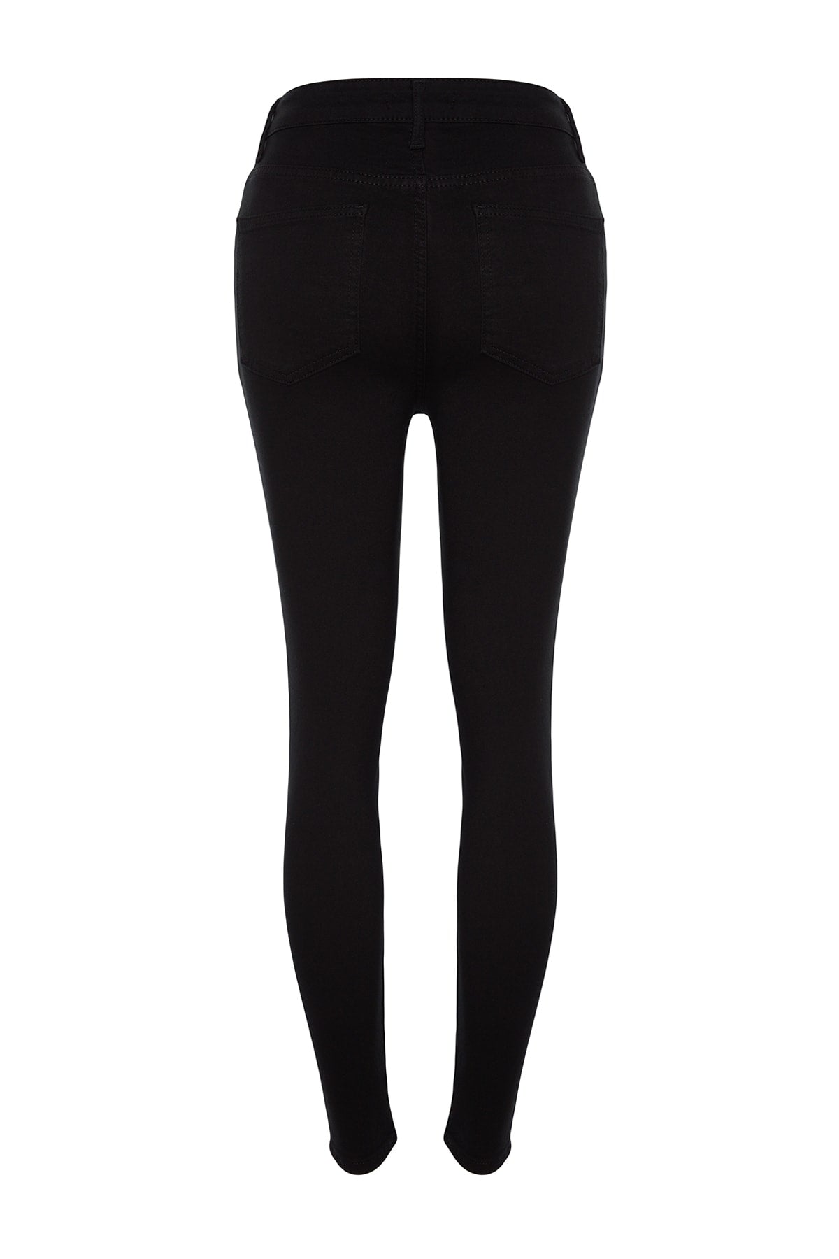 Solmayan Siyah Önden Düğmeli Yüksek Bel Ekstra Esnek Skinny Vücudu Saran Jeans TWOAW24JE00090
