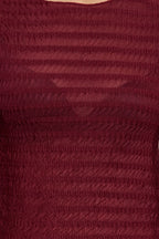 Trendyolmilla Bordo Fitted/Vücuda Oturan Dokulu Tül Esnek Örme Bluz TWOAW25BZ00207