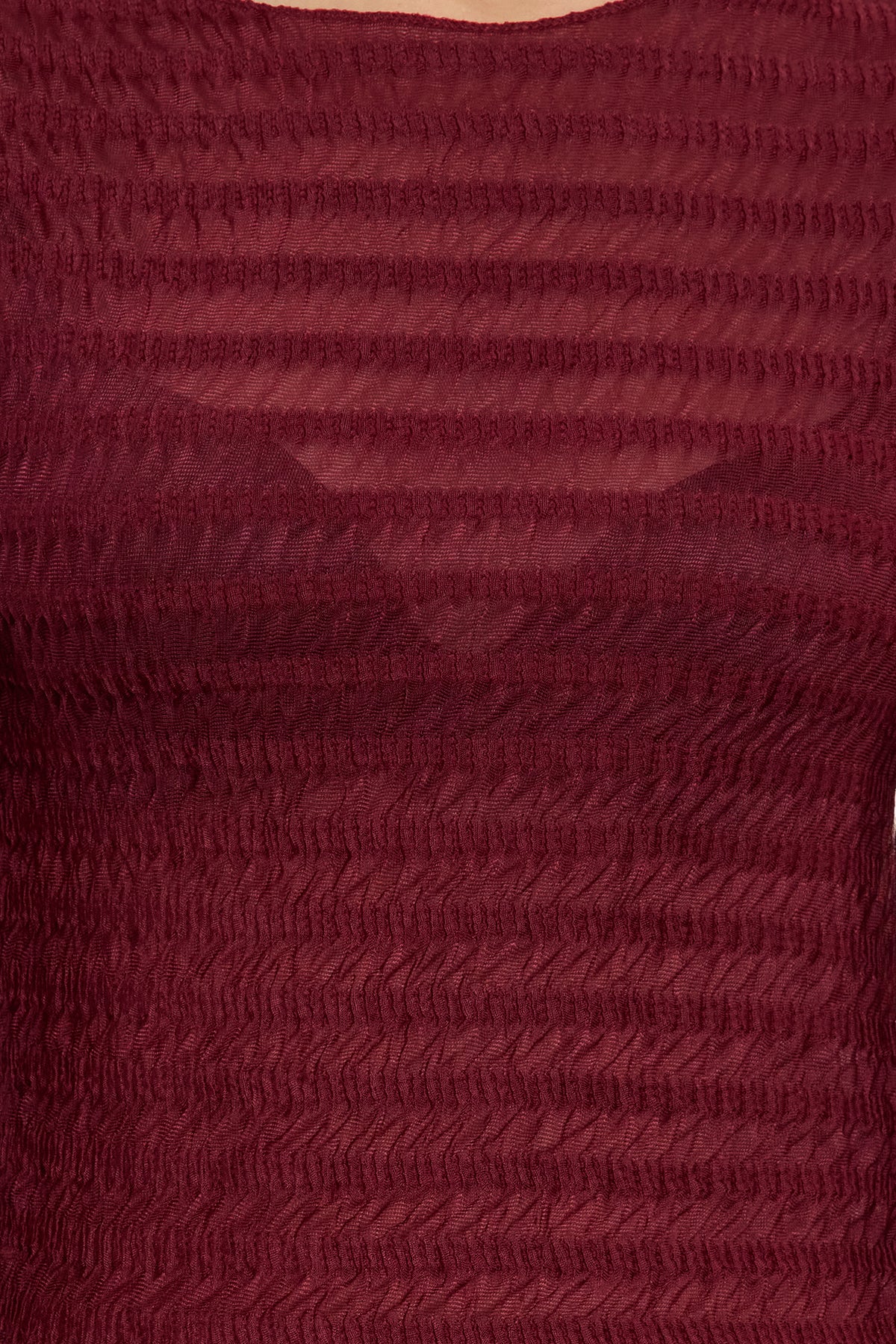 Trendyolmilla Bordo Fitted/Vücuda Oturan Dokulu Tül Esnek Örme Bluz TWOAW25BZ00207