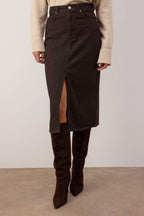 Kahverengi Denim Midi Etek TWOAW26ET00140