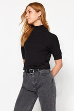 Trendyolmilla Bordo Merserize Görünümlü Premium İplik/Özel İplik Basic İnce Triko Bluz TWOAW24BZ00005