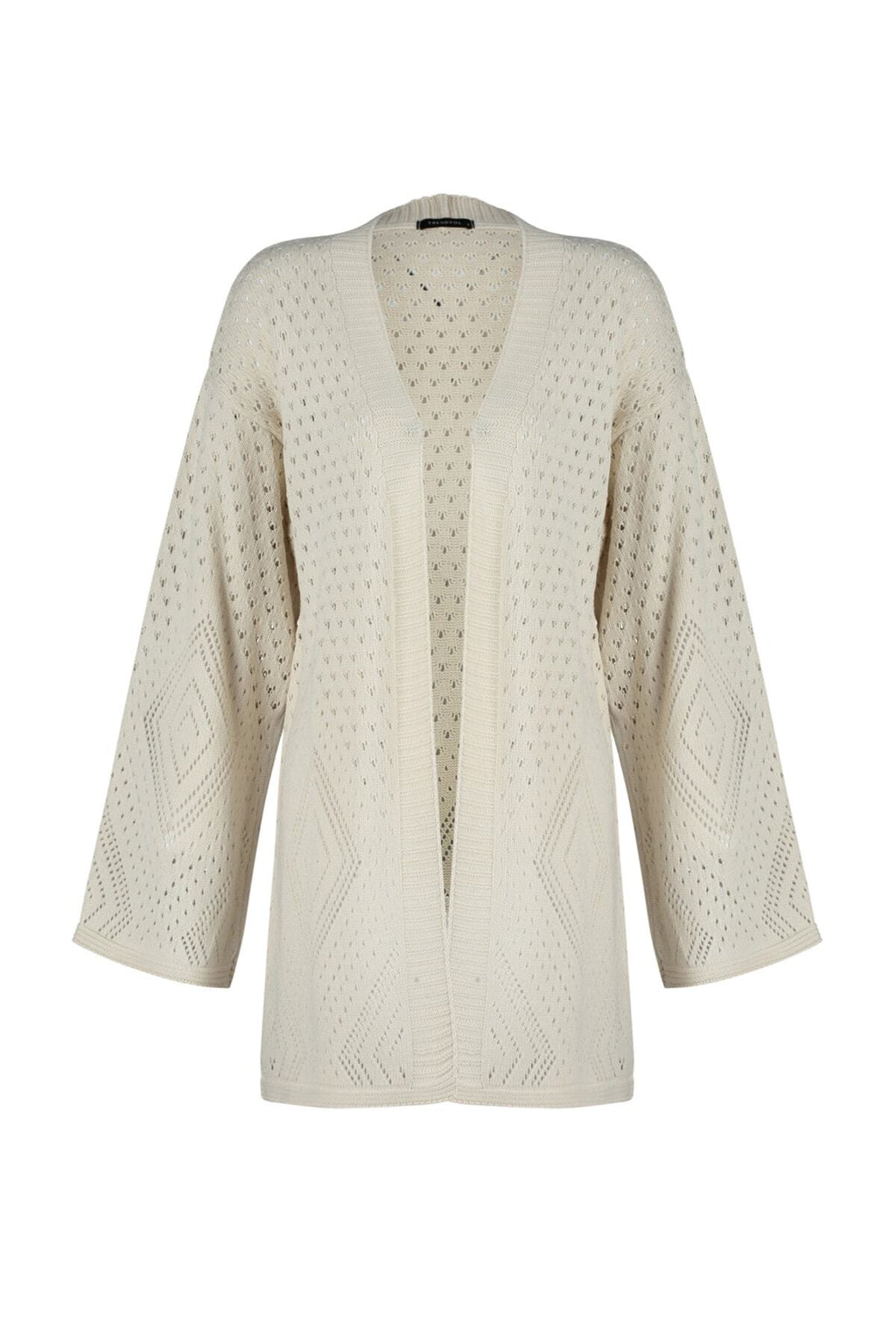 Taş Geniş Kalıp Midi Ajurlu/Delikli Triko Hırka TWOAW24HI00331