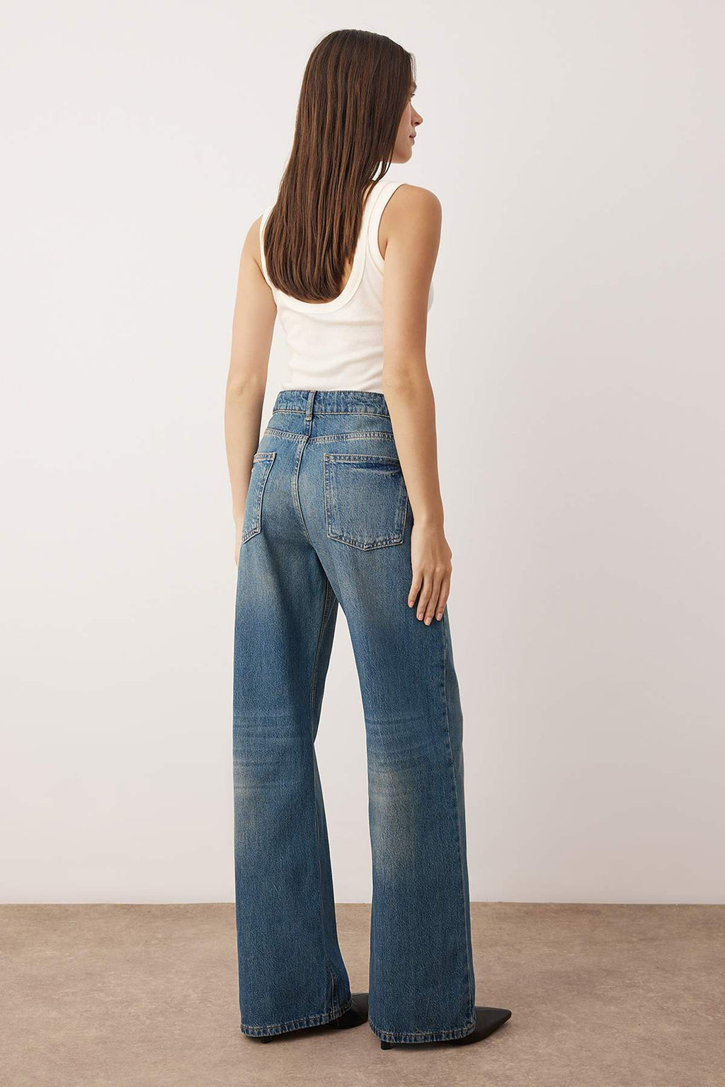 Trendyolmilla Gri  Yüksek Bel Wide Leg Jeans TWOAW26JE00007