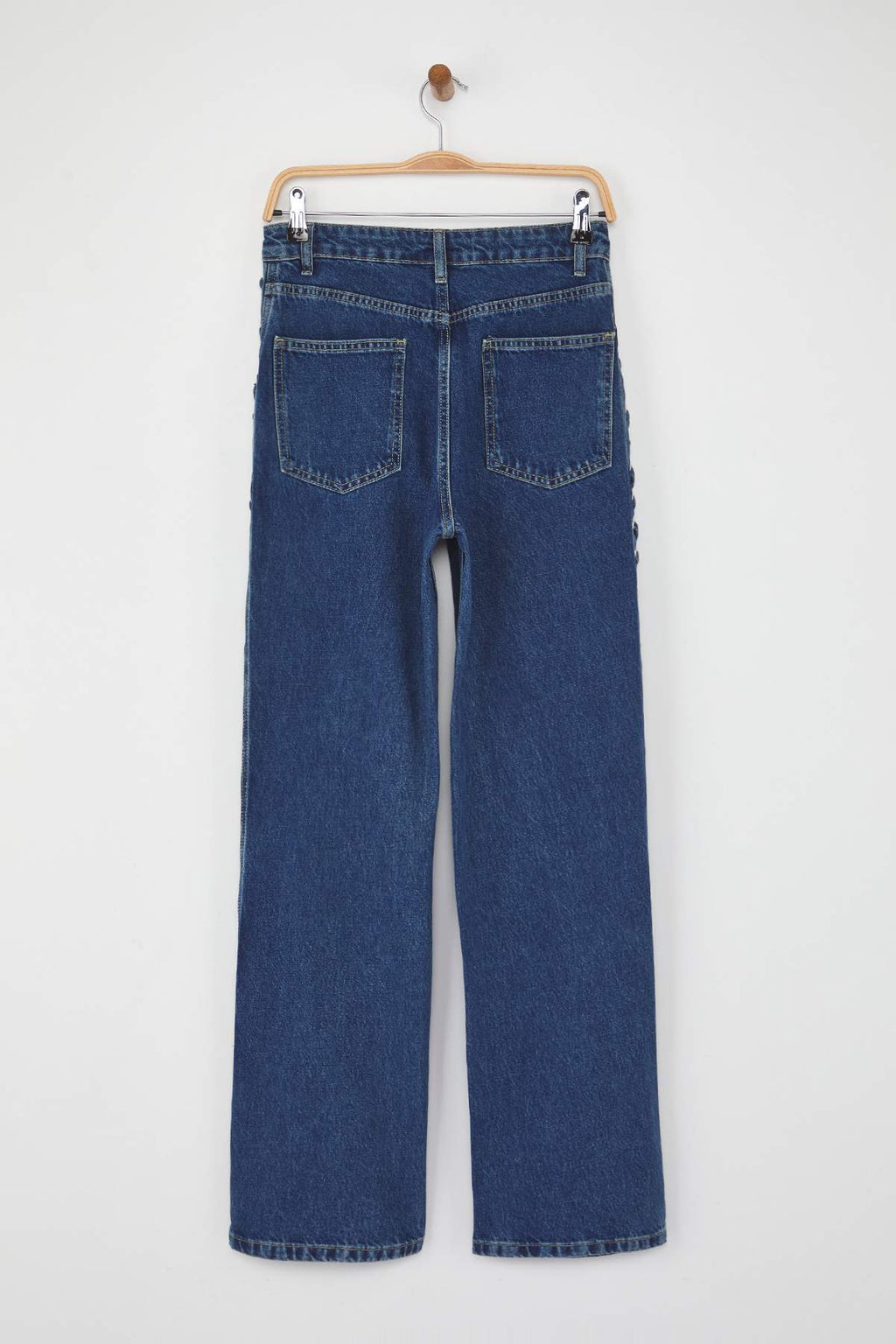 Özel Koleksiyon Mavi Kuşgözü Bağlama Detaylı Yüksek Bel Wide Leg Jeans TWOAW26JE00012