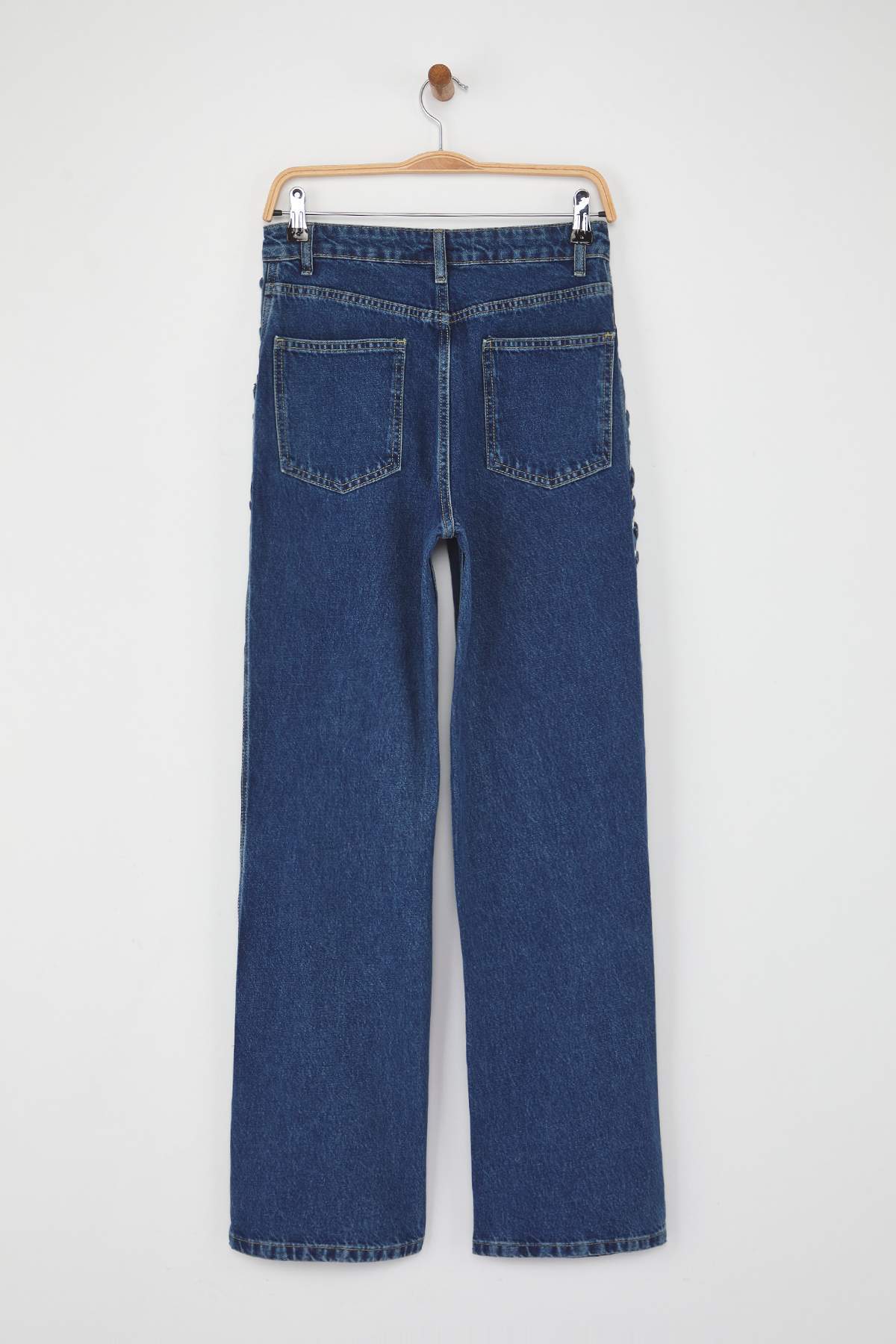 Özel Koleksiyon Mavi Kuşgözü Bağlama Detaylı Yüksek Bel Wide Leg Jeans TWOAW26JE00012
