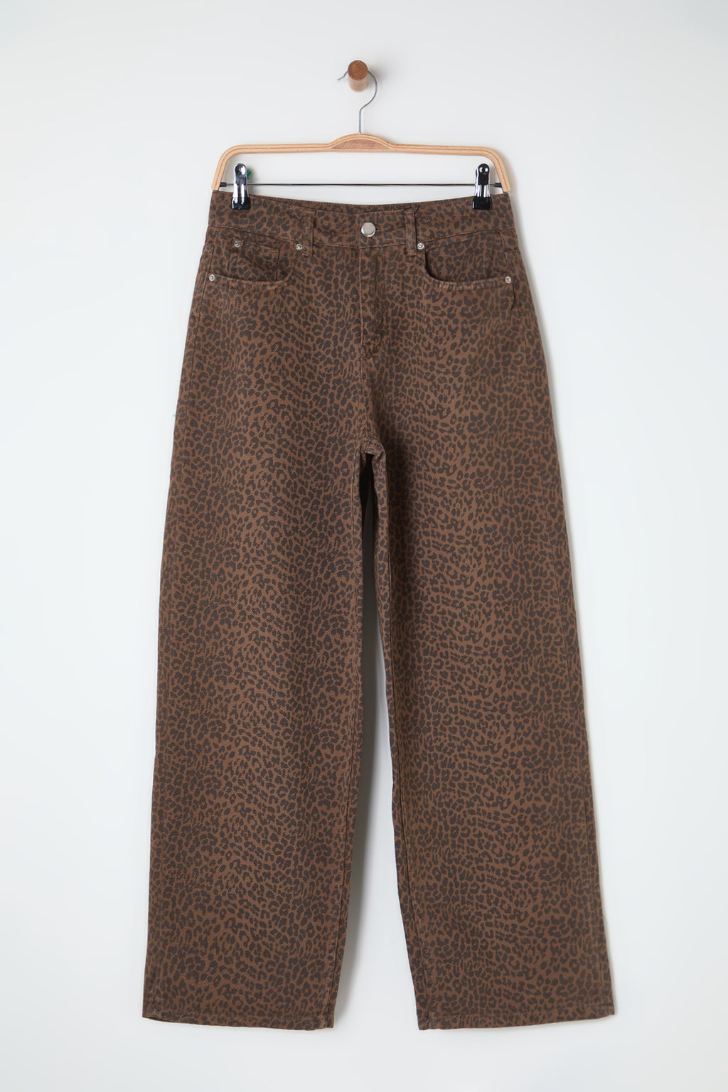 Çok Renkli Leopar Desenli Kahverengi Normal Bel Skater Baggy Jeans TWOSS25JE00038