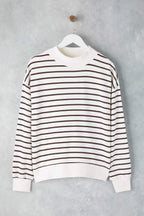 Trendyolmilla Zümrüt Yeşili Çizgili Oversize/Geniş Kalıp Örme Sweatshirt TWOAW26SW00102