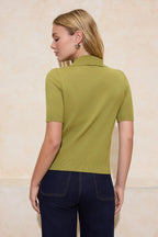 Trendyolmilla Sarı Polo Yaka Premium İplik / Özel İplik Triko İnce Bluz TWOSS25BZ00184