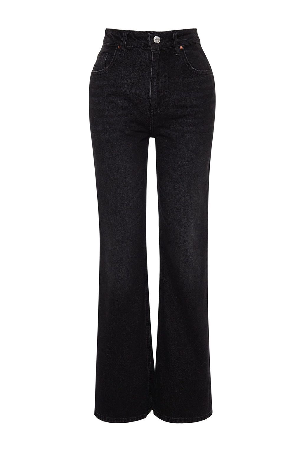 Siyah Yüksek Bel Wide Leg Geniş Paça %100 Pamuk Non-Stretch Jeans TWOAW24JE00073