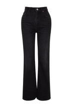 Siyah Yüksek Bel Wide Leg Geniş Paça %100 Pamuk Non-Stretch Jeans TWOAW24JE00073
