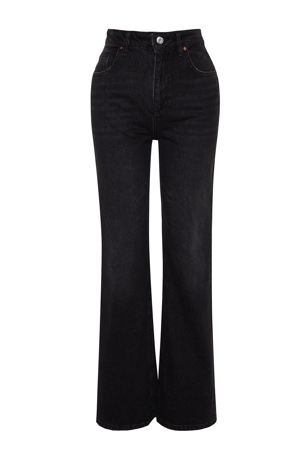 Siyah Yüksek Bel Wide Leg Geniş Paça %100 Pamuk Non-Stretch Jeans TWOAW24JE00073