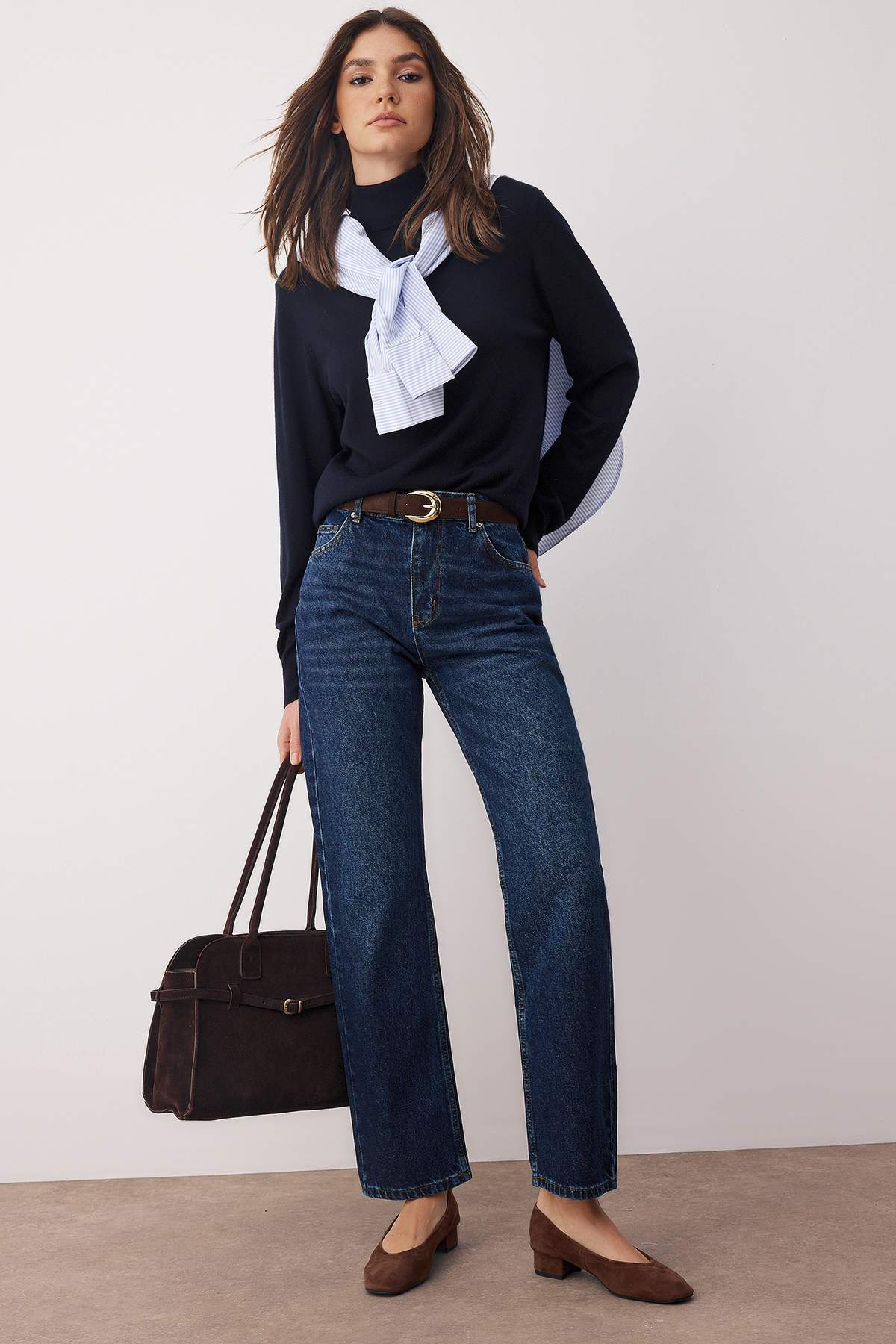 Trendyolmilla Açık Mavi Yüksek Bel Rahat Straight Düz Kesim Boru Paça Jeans TWOAW26JE00063