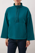 Trendyolmilla Petrol Dik Yaka Fermuarlı ve Cepli Relaxed/Rahat Kalıp Örme Sweatshirt TWOAW26SW00187