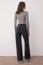Trendyolmilla Siyah Yüksek Bel Paçası Kesikli Wide Leg/Geniş Paça Palazzo Comfort/Esnek Smoke Jeans TWOAW26JE00081