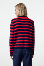 Trendyolmilla Lacivert Yumuşak Dokulu Çizgili Fitted Triko Hırka TWOAW24HI00040