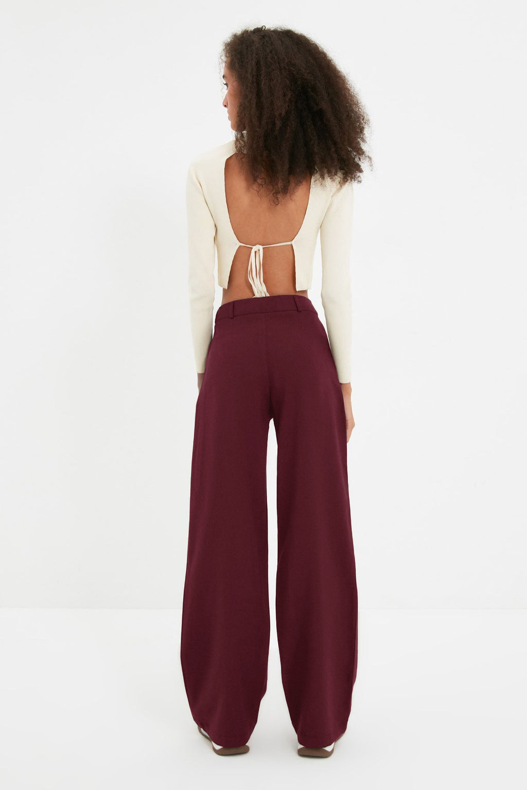 Trendyolmilla Vizon Wide Leg/Geniş Paça Pilili Dokuma Pantolon TWOAW22PL0475