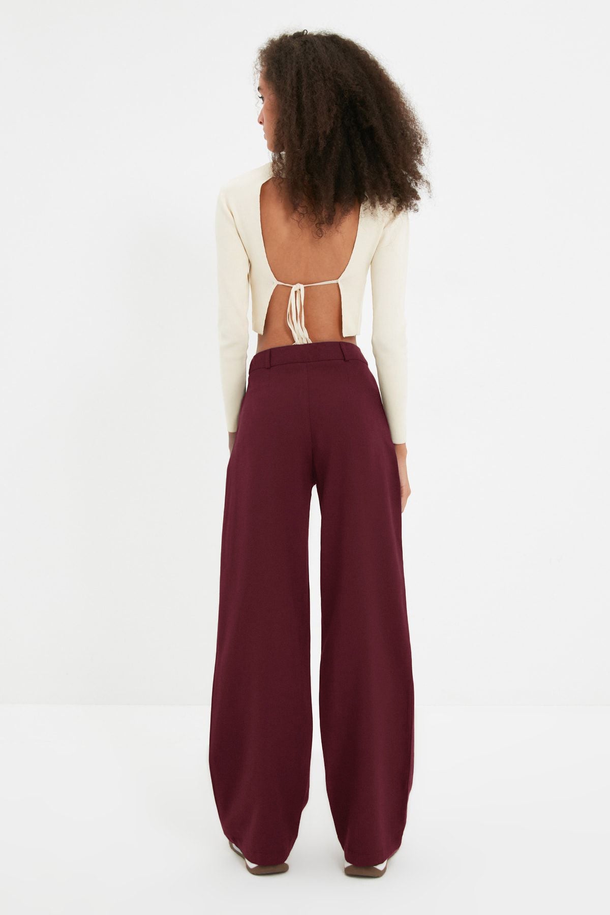 Trendyolmilla Vizon Wide Leg/Geniş Paça Pilili Dokuma Pantolon TWOAW22PL0475