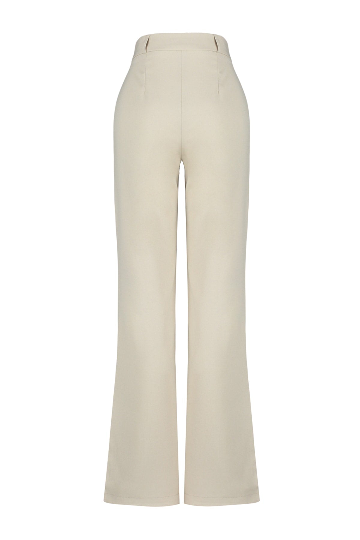Trendyolmilla Vizon Straight/Düz Kesim Yüksek Bel Nervür Dikişli Dokuma Pantolon TWOSS21PL0093