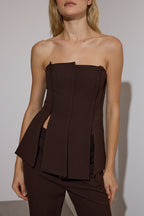 Trendyolmilla Kahverengi Limited Edition Fitted Straplez Dokuma Bluz TWOAW26BZ00155