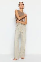 Trendyolmilla Gül Kurusu Normal Bel Wide Leg Jeans TWOSS24JE00011