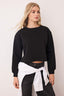 Trendyolmilla Siyah Kalın İçi Polarlı Bisiklet Yaka Crop Örme Sweatshirt TWOAW26SW00093