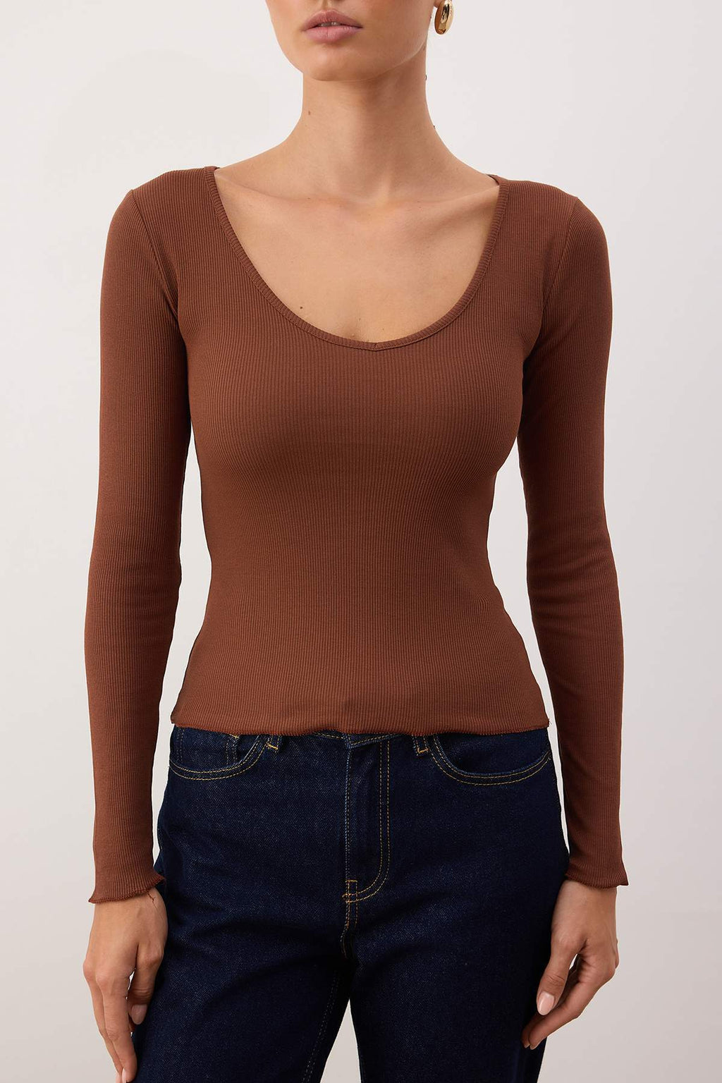 Trendyolmilla Bordo-Taş 2'li Paket V Yaka Fitted/Vücuda Oturan Pamuklu Esnek Örme Bluz TWOAW24BZ00068