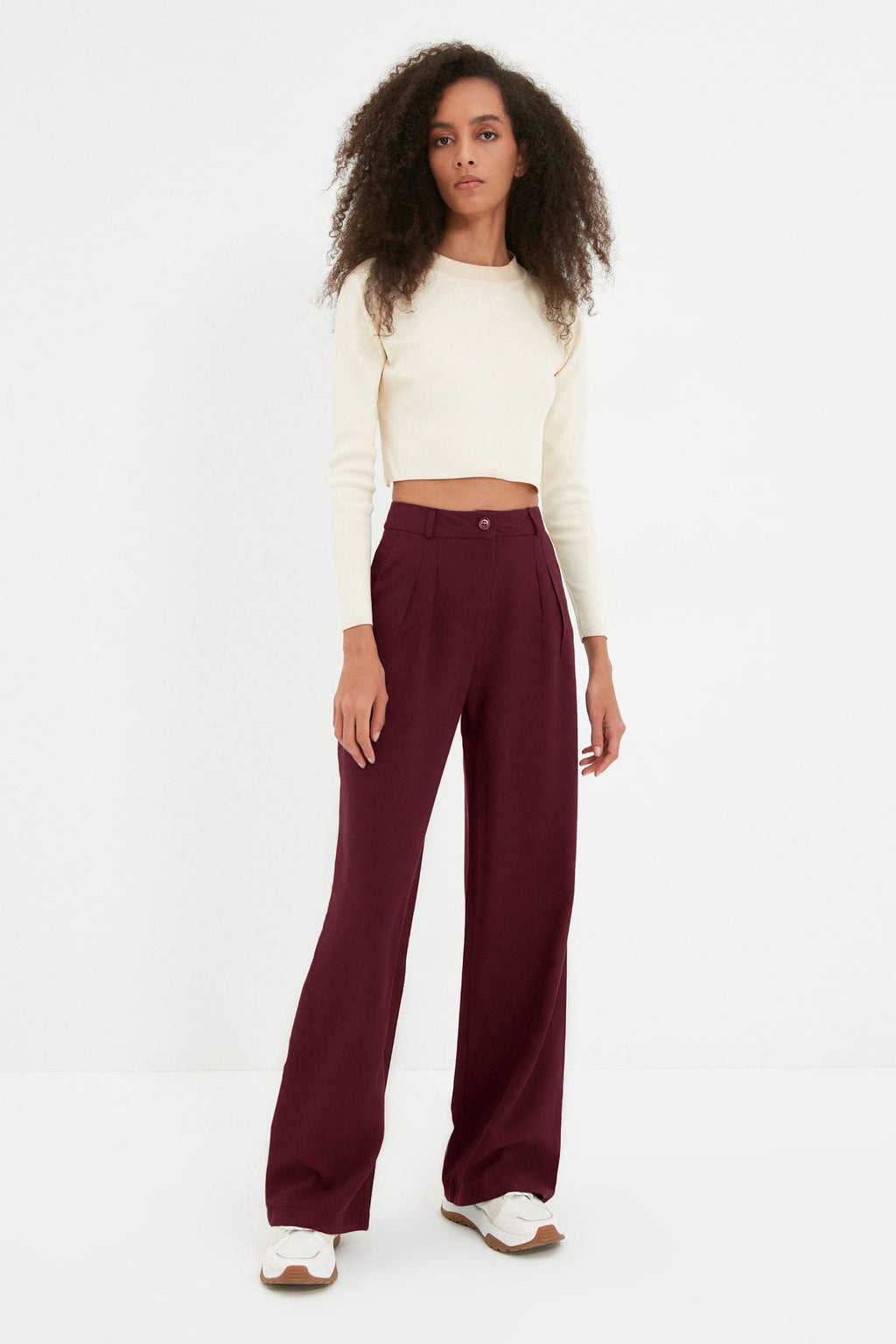 Trendyolmilla Vizon Wide Leg/Geniş Paça Pilili Dokuma Pantolon TWOAW22PL0475