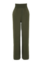 Trendyolmilla Haki Wide Leg/Geniş Paça Beli Lastikli Dokuma Pantolon TWOSS22PL00024