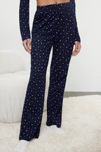 Trendyolmilla Lacivert %100 Pamuklu Galaksi Desenli Örme Pijama Takımı THMAW25PT00097