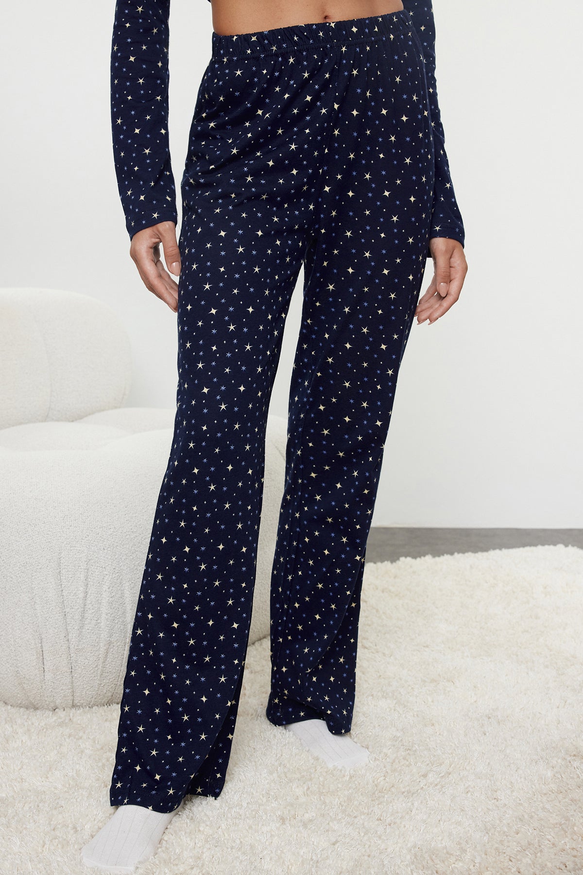 Trendyolmilla Lacivert %100 Pamuklu Galaksi Desenli Örme Pijama Takımı THMAW25PT00097