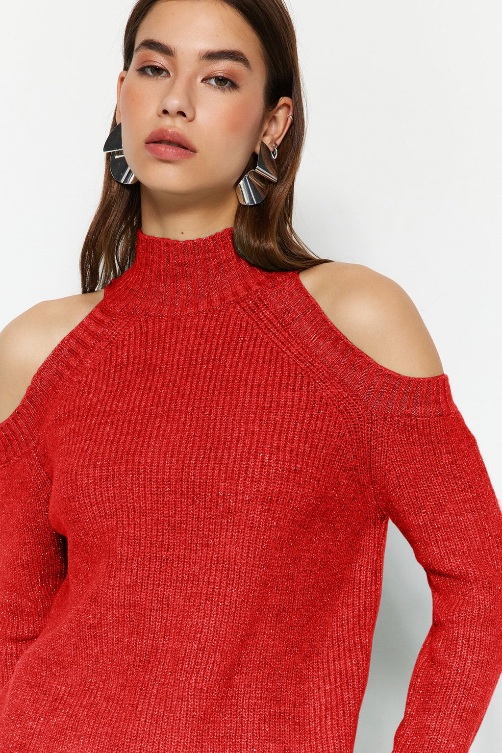 Trendyolmilla Lacivert Simli Pencere/Cut Out Detaylı Triko Kazak TWOAW20XS0006