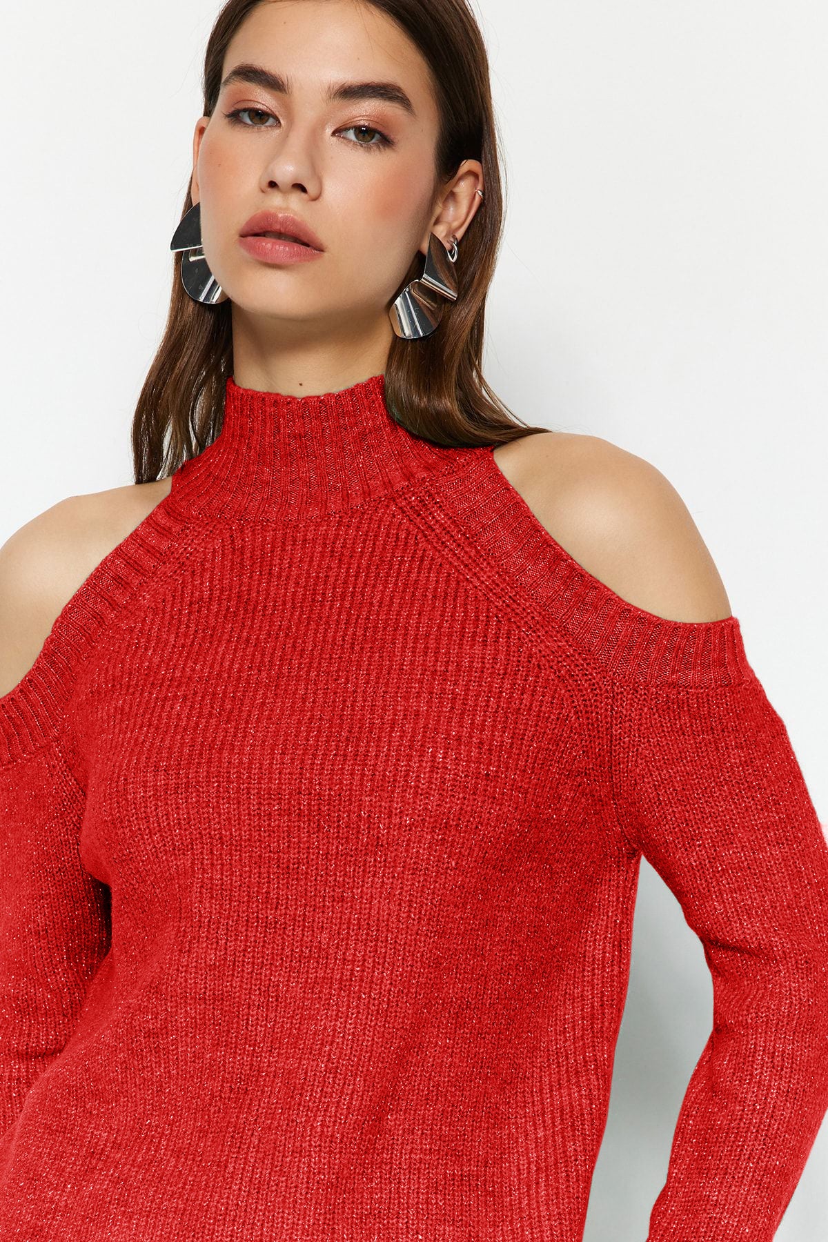 Trendyolmilla Lacivert Simli Pencere/Cut Out Detaylı Triko Kazak TWOAW20XS0006