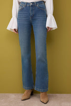 Trendyolmilla Antrasit Yüksek Bel Orta Esnek İspanyol Paça Flare Jeans TWOAW26JE00050