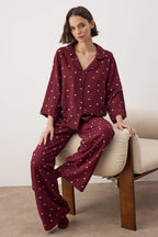 Trendyolmilla Ekru Baskılı Viskon Dokuma Pijama Takımı THMAW26PT00065