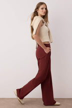 Trendyolmilla Bordo Pilili Wide Leg/Geniş Paça  Pantolon TWOAW25PL00109