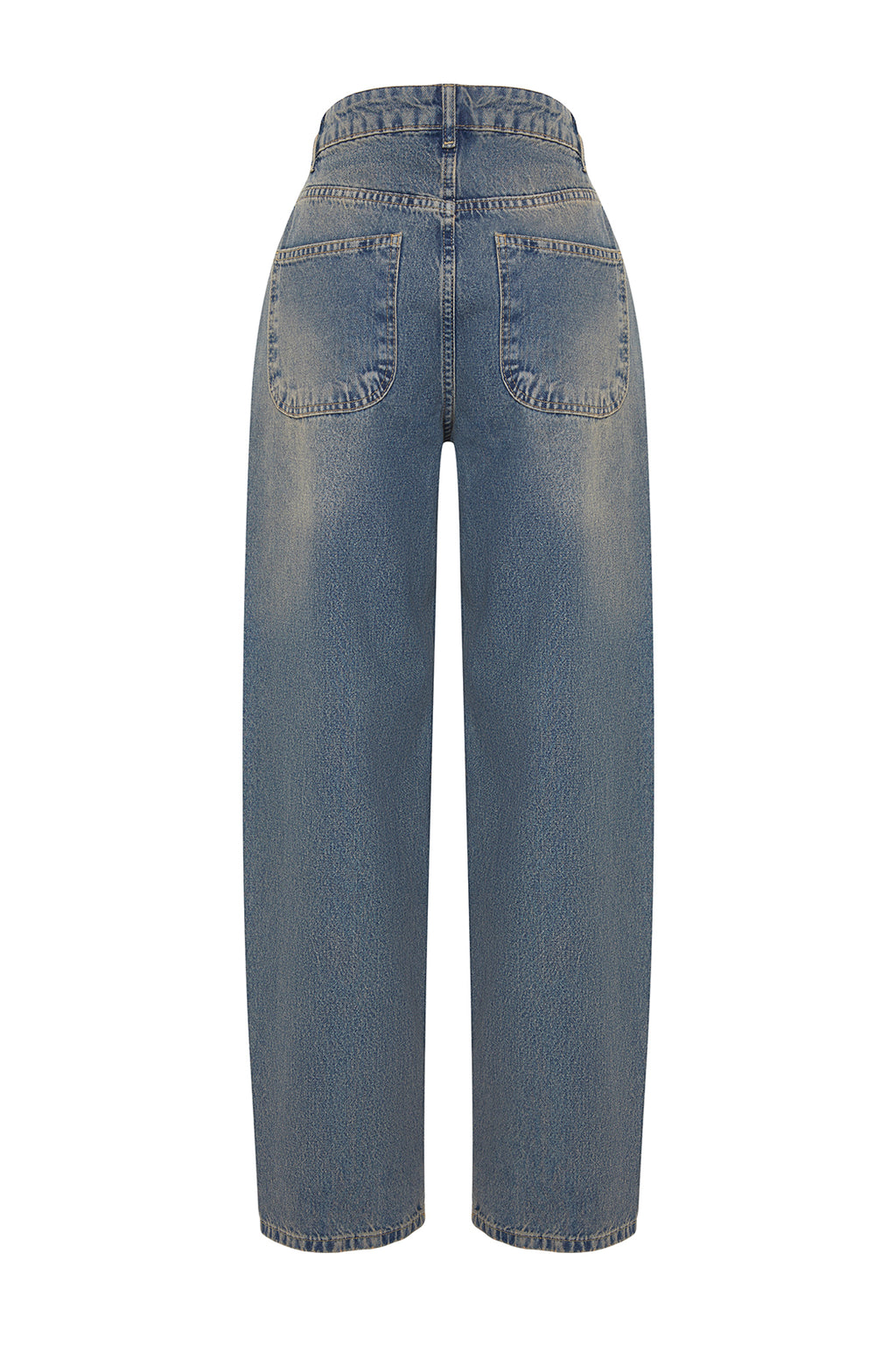 Koyu Mavi Soluk Efektli Vintage Düşük Bel Skater Baggy Jeans TWOSS24JE00052