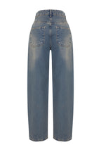 Koyu Mavi Soluk Efektli Vintage Düşük Bel Skater Baggy Jeans TWOSS24JE00052