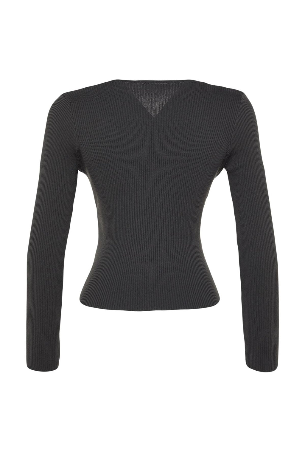 Trendyolmilla Antrasit Kruvaze Büzgü Detaylı Triko Kazak TWOAW23KZ00828