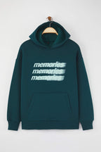 Petrol Teen Oversize/Geniş Kalıp Slogan Baskılı Kalın İçi Polarlı Örme Sweatshirt TWOAW26SW00125