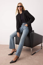 Mavi Trok Detaylı Yüksek Bel Comfort/Esnek İspanyol Paça Flare Jeans TWOAW26JE00035