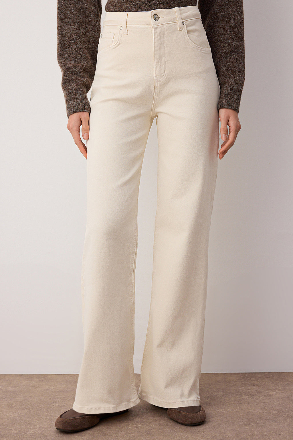 Trendyolmilla Çok Renkli Leopar Desenli Kahverengi Yüksek Bel Orta Esnek Wide Leg Jeans TWOAW25JE00309