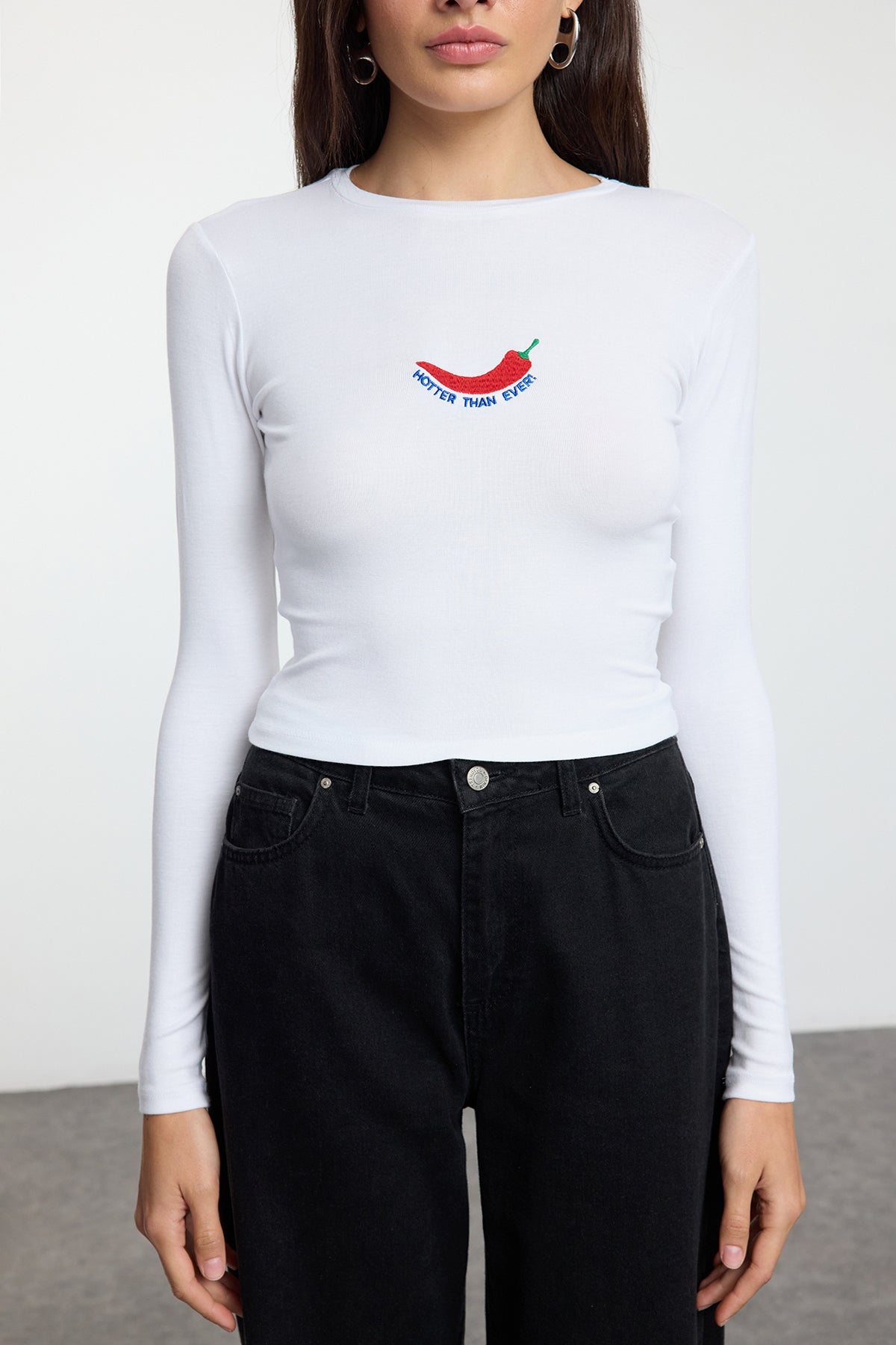 Trendyolmilla Açık Pembe Premium Viskon Bisiklet Yaka Crop Esnek Örme Bluz TWOAW24BZ00116