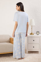Trendyolmilla Lila %100 Pamuklu Çiçekli Düğmeli Örme Pijama Takımı THMSS25PT00179
