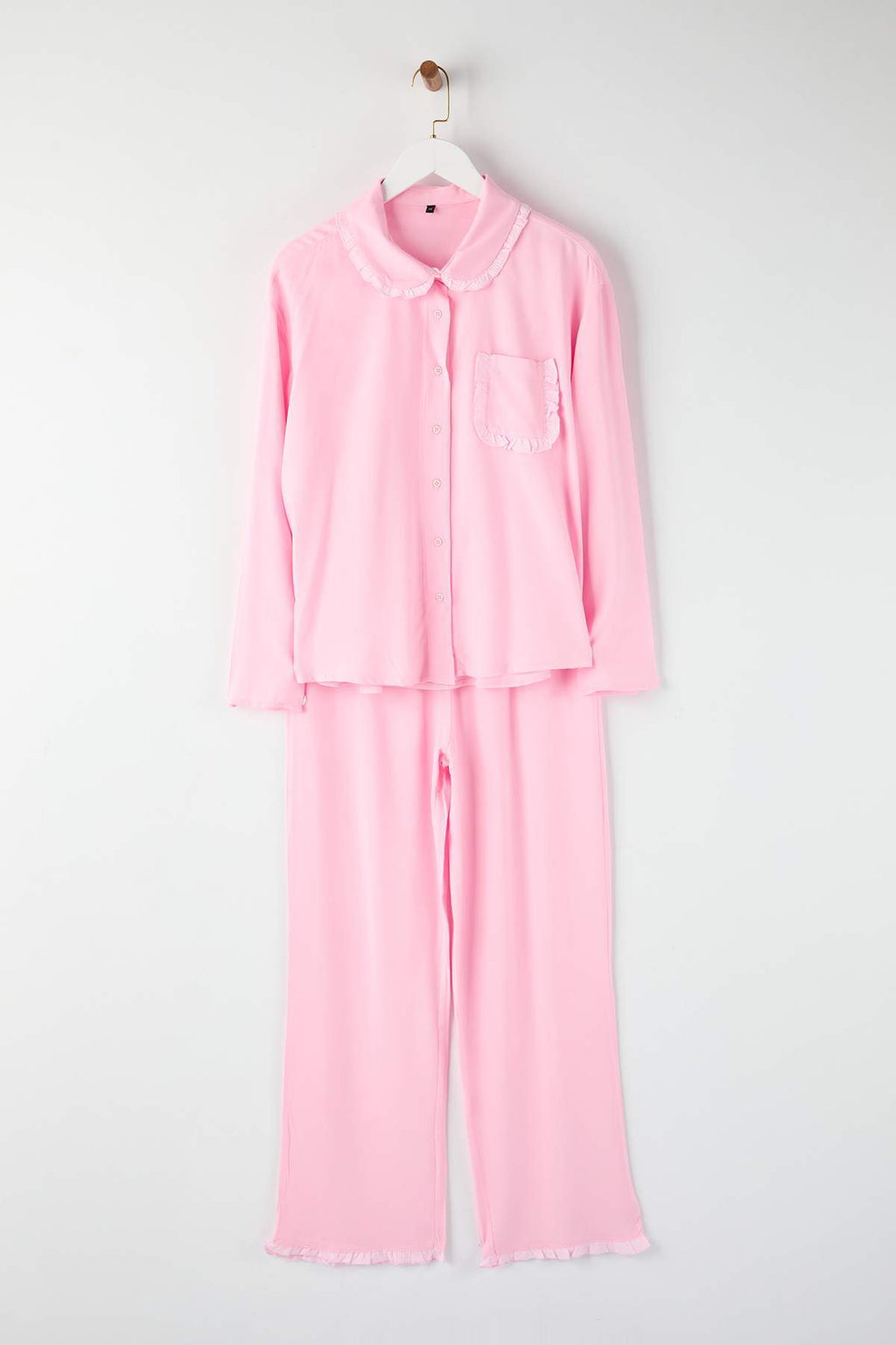 Trendyolmilla Mürdüm Fırfırlı Cep Detaylı Viskon Dokuma Pijama Takımı THMAW25PT00146
