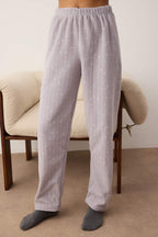 Gri Galaksi Desenli Kışlık Polar Örme Pijama Takımı THMAW26PT00190