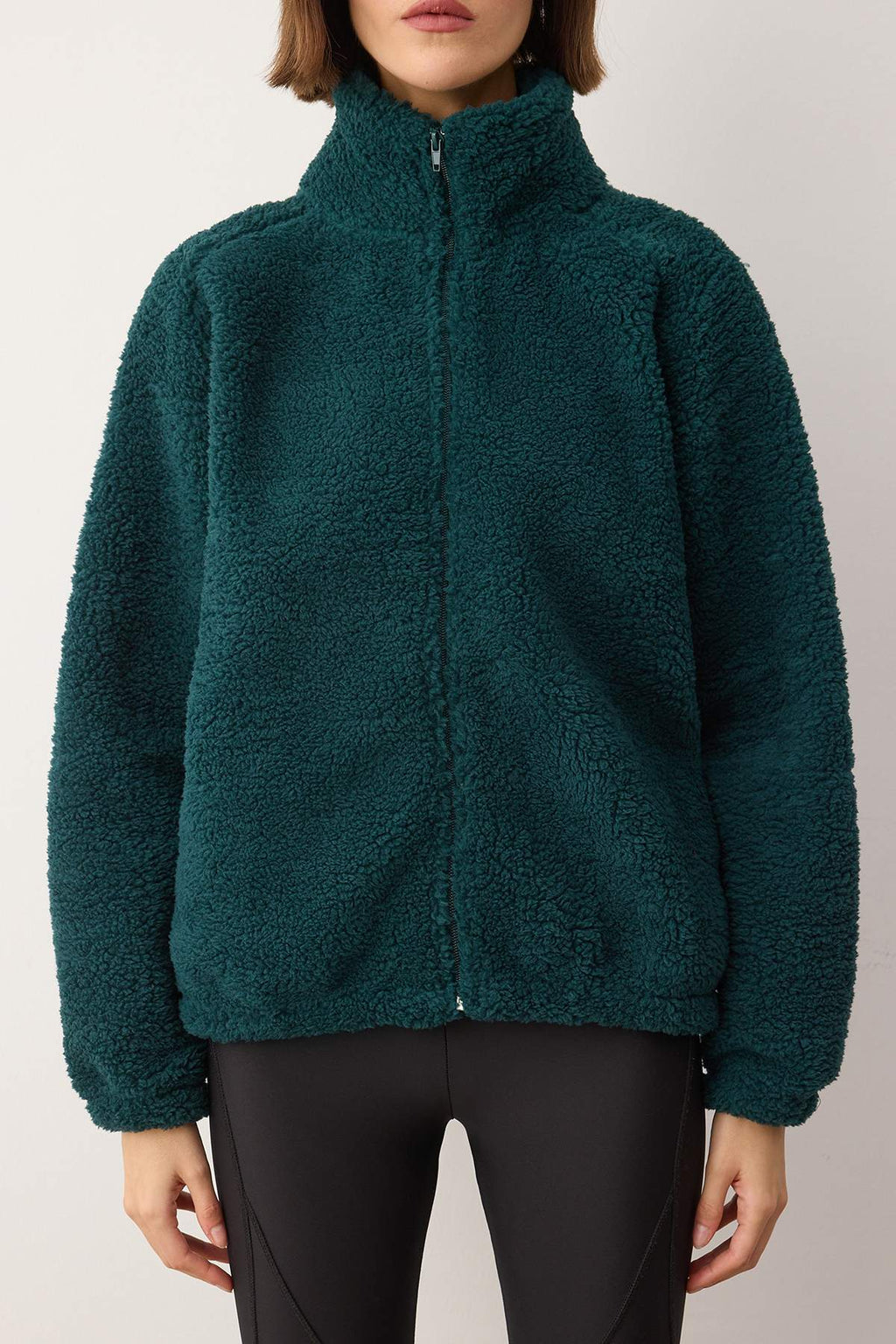 Trendyolmilla Petrol Düz Renk Peluş Oversize/Geniş Kalıp Örme Sweatshirt TWOAW26SW00022